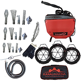 Kanal Gider Tıkanıklık Açma Makinesi Full Set 16/19/22 set