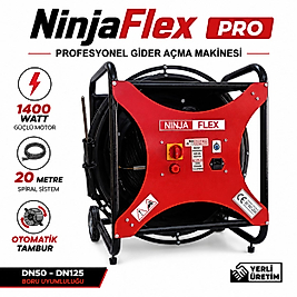 Ninjaflex PRO Profesyonel Gider Açma Makinesi 20 Metre Otomatik Tamburlu 1400 Watt
